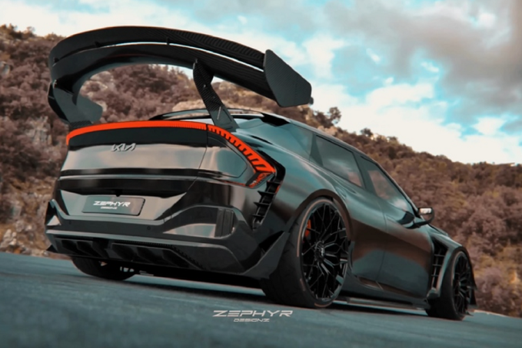 Bộ mâm cỡ lớn với thiết kế độc đáo cũng rất đáng chú ý, và rõ ràng hệ thống treo của xe đã được sửa đổi để gầm xe hạ sát mặt đất. Nhìn chung, tổng thể của chiếc EV6 GT này đã trở nên khác biệt hoàn toàn với nguyên bản.