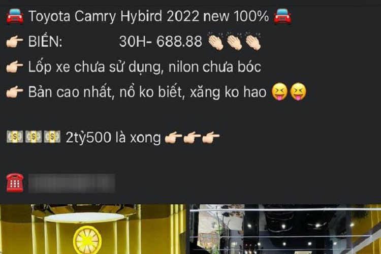 Tuy nhiên, sau 5 tháng nằm ở showroom chờ khách, chiếc Toyota Camry 2022 biển đẹp này vẫn chưa tìm thấy người mua. Đến nay, chiếc xe tiếp tục được rao bán nhưng giá đã hạ xuống còn 2,5 tỷ đồng. Như vậy, so với thời điểm ban đầu, xe đã rẻ hơn 500 triệu đồng nhằm tìm chủ mới.