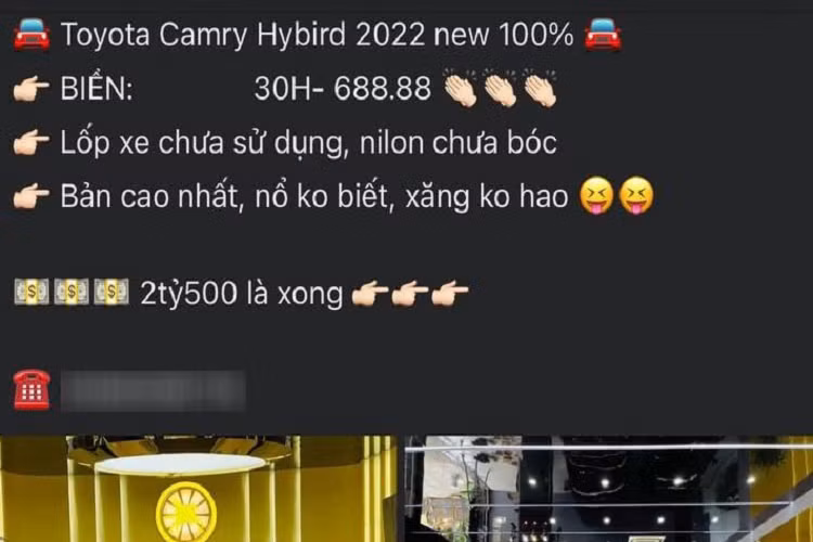 Tuy nhiên, sau 5 tháng nằm ở showroom chờ khách, chiếc Toyota Camry 2022 biển đẹp này vẫn chưa tìm thấy người mua. Đến nay, chiếc xe tiếp tục được rao bán nhưng giá đã hạ xuống còn 2,5 tỷ đồng. Như vậy, so với thời điểm ban đầu, xe đã rẻ hơn 500 triệu đồng nhằm tìm chủ mới.