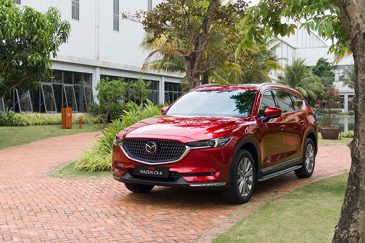 Kích thước tổng thể của xe gồm dài x rộng x cao lần lượt là 4.900 x 1.840 x 1.730 mm, trục cơ sở 2.930 mm. Khoảng sáng gầm 200 mm với bản Luxury và Premium, trong khi bản Premium AWD 7 chỗ và Premium AWD 6 chỗ có khoảng sáng gầm 185 mm. Với kích thước này, CX-8 2022 lớn hơn các đối thủ như Huyndai SantaFe hay Toyota Fortuner.