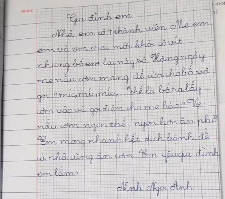 Hoc sinh viet van mieu ta gia dinh mac COVID-19, CDM cuoi lan lon