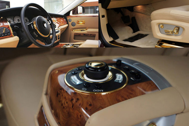 Hãng độ danh tiếng Real Gold Group tại Đức đã đảm nhận việc độ chiếc xe siêu sang Rolls-Royce Ghost này cho khách hàng Việt, ngoại thất xe được sơn màu đỏ đậm cùng với đó là rất nhiều chi tiết được mạ vàng 24k có thể kể đến như lưới tản nhiệt, tay nắm cửa, logo Rolls-Royce bên hông xe, các thanh viền inox cũng được mạ vàng 24k và viền đèn hậu.