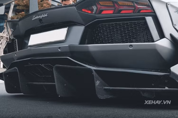 Nguyên bản chiếc Lamborghini Aventador độ Liberty Walk độc nhất Việt Nam có màu xanh dương Blu Lemans nhưng đã trải qua nhiều bộ áo khác nhau như crôm tán sắc, màu đen, crôm xanh lam, trắng, hồng nhám, nàng Geisha và bây giờ là xám nhám kết hợp các điểm nhấn màu đỏ.