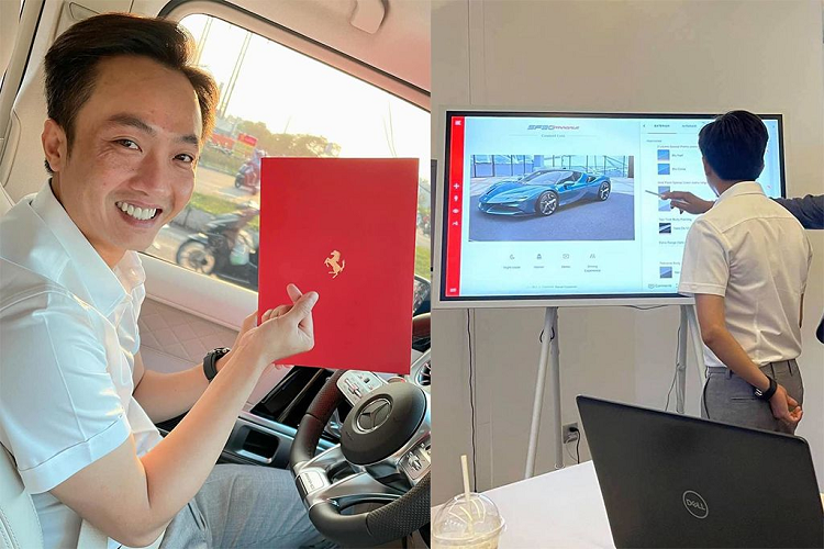 Sau nhiều tháng chờ đợi tới nay, Ferrari SF90 Spider của đại gia siêu xe Cường Đô la đã cập bến Việt Nam. Đúng như những hình ảnh và thông tin mà anh đã đăng tải trước đó, siêu phẩm Ferrari SF90 Spider mà anh mới tậu có ngoại thất màu xanh dương.