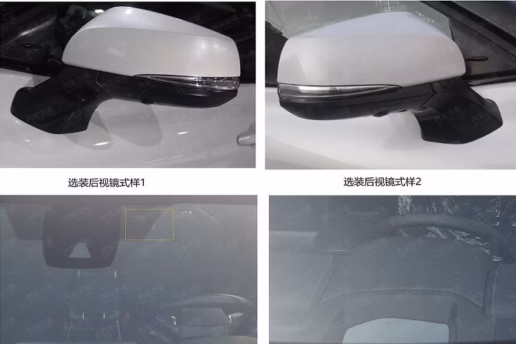 Ngoài ra, mẫu SUV hạng trung này còn có đèn pha LED sắc sảo, vuốt ngược về phía sau, tích hợp dải đèn LED định vị ban ngày hình chữ "L", khe gió nằm dọc với viền màu đen bóng, cánh lướt gió màu bạc dưới đầu xe và nắp ca-pô dập gân thể thao. Trên cửa cốp của xe xuất hiện logo quen thuộc của thương hiệu Toyota. Tuy nhiên, khác với phiên bản hybrid, Toyota Crown Kluger 2023 bản 2.0L mới không dùng logo màu xanh dương.