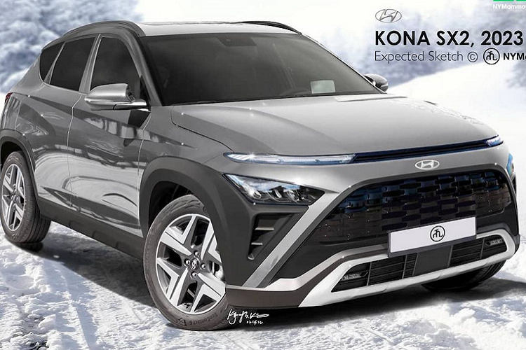 Mặc dù có sự thay đổi về kích thước nhưng qua hình ảnh có thể thấy mẫu xe SUV Hyundai Kona 2023 không có sự khác biệt đáng kể so với thiết kế của Kona hiện tại.