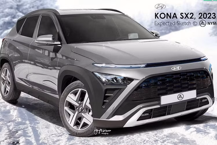 Mặc dù có sự thay đổi về kích thước nhưng qua hình ảnh có thể thấy mẫu xe SUV Hyundai Kona 2023 không có sự khác biệt đáng kể so với thiết kế của Kona hiện tại.
