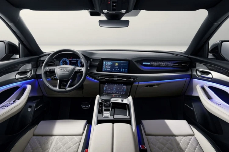 Xe sở hữu hệ thống âm thanh cao cấp B&amp;O với 14 loa .Mẫu SUV Q6 mới có 2 tùy chọn động cơ tăng áp, giúp xe tăng tốc tốc từ 0-100 km/h trong 7,3 giây.