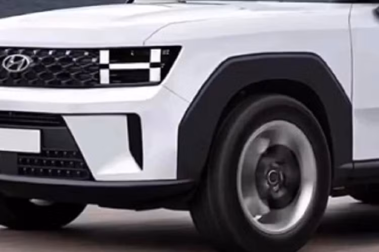 Có vẻ kích thước xe cũng sẽ được gia tăng để trở thành SUV 7 chỗ đúng nghĩa. Phía trước xe có đèn định vị hình chữ H và dải đèn LED chạy ngang tương tự dải sản phẩm thế hệ mới của hãng là Staria hay Stargazer. 