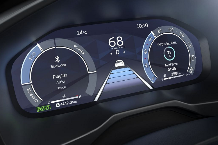 Tiếp đến, bảng đồng hồ kỹ thuật số trên Toyota RAV4 2023 cũng được nâng cấp lên loại 12,3 inch lớn hơn và có cấu hình cao hơn. Bảng đồng hồ mới có 4 chế độ hiển thị (Casual, Smart, Sport and Tough) cùng 3 giao diện khác nhau, cho phép người lái cá nhân hóa giao diện theo sở thích.