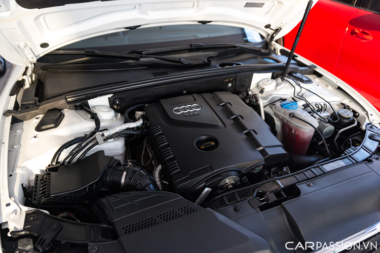 Audi A5 phiên bản mui trần sử dụng động cơ tăng áp kép có dung tích xy lanh 1.984cc sử dụng công nghệ phun nhiên liệu trực tiếp TFSI.
