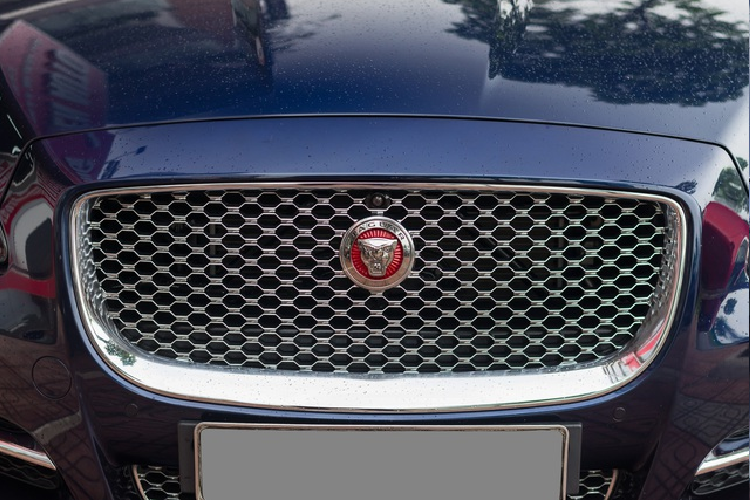 Phần đầu xe sở hữu lưới tản nhiệt hình thang cỡ lớn với các góc bo tròn tinh tế. Logo của Jaguar đặt ở chính giữa và ngay phía trên là camera trước. Đèn định vị bao gồm hai dải LED hình chữ J kép đặc trưng. Đèn pha loại Bi-LED thông minh, tự động nâng hạ và mở rộng góc chiếu khi đánh lái.