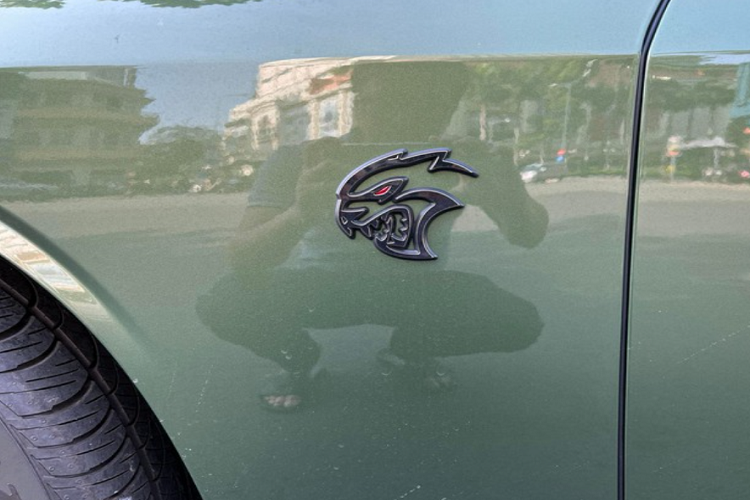 Logo Hellcat ở bên hông có đôi mắt đỏ (Redeye) là sự khác biệt so với Hellcat tiêu chuẩn. Chiếc xe này còn được trang bị tùy chọn cùm phanh màu xám có giá 995 USD (tương đương 23,1 triệu đồng). Bộ vành là loại 5 chấu đơn kích thước 20 inch sơn đen nhám.