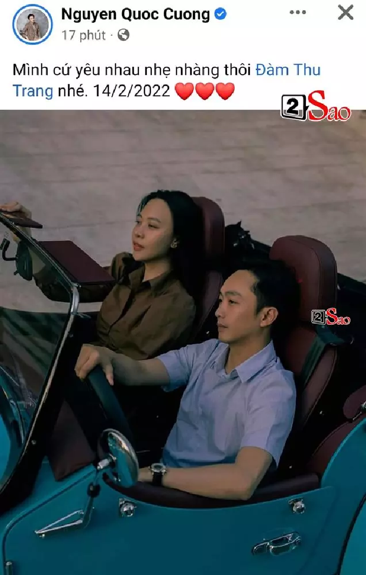 U mê Đàm Thu Trang, Cường Đô La đón Valentine lộn ngày U me Dam Thu Trang, Cuong Do La don Valentine lon ngay