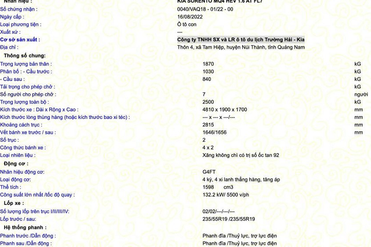 Là xe hybrid nên Kia Sorento HEV 2023 đương nhiên khá tiết kiệm xăng. Theo thông số do hãng Kia công bố, mẫu xe này chỉ tiêu thụ lượng xăng cụ thể là 6,03 lít/100 km trong đô thị, 6,72 lít/100 km ngoài đô thị và 6,36 lít/100 km kết hợp. Con số này thấp hơn đáng kể so với phiên bản dùng động cơ xăng 2.5L của Kia Sorento (10,8 lít/100 km trong đô thị, 6,3 lít/100 km ngoài đô thị và 7,9 lít/100 km kết hợp).