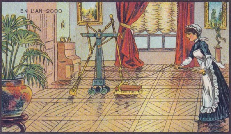 Mơ ước về cuộc trò chuyện video từ những năm 1900. Ảnh: Pinterest Truyền thông tin trực tiếp vào não Một hình ảnh rất thú thú vị có từ đầu những năm 1900 là mọi người cho rằng vào năm 2000, thế giới của chúng ta sẽ tạo ra một cách để truyền trực tiếp thông tin từ não này sang não khác hoặc từ sách sang não mà không cần đọc sách.