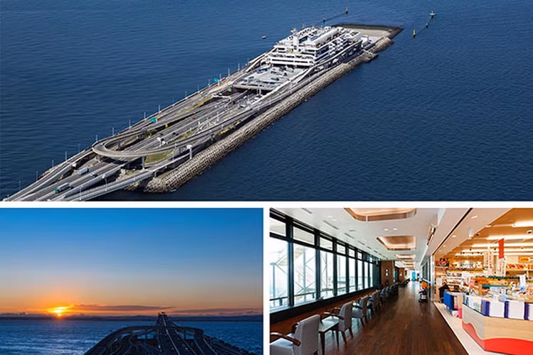 Bãi đậu xe nổi trên biển Umihotaru (Nhật Bản) Được lấy tên ghép từ “đại dương” (umi) và "đom đóm" (hotaru), mỗi khi đêm xuống, Umihotaru thực sự giống một con tàu khổng lồ chở đầy đom đóm tỏa sáng vịnh Tokyo.