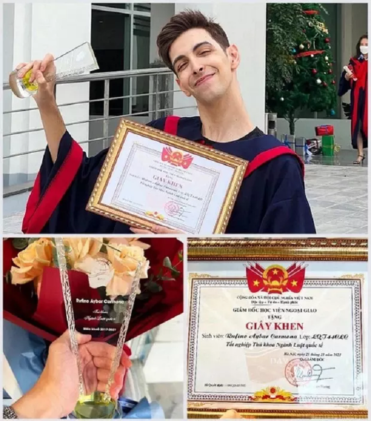 Anh chàng khiến mọi người ngạc nhiên khi trở thành thủ khoa đầu ra Học viện Ngoại giao Không chỉ là thủ khoa ngành Luật Quốc tế, Học viện Ngoại giao, anh chàng còn là thành viên đội tuyển tham gia kỳ thi diễn án Luật sở hữu trí tuệ cấp khu vực tổ chức tại Singapore (tháng 3/2019), Vô địch vòng Quốc gia cuộc thi Diễn án Luật Nhân đạo quốc tế và đại diện Việt Nam thi đấu vòng quốc tế tại Hong Kong (2020). Ngoài ra chàng trai trẻ còn được chọn mặt gửi vàng khi là Đại sứ của Winter Camp Sexpress - 1 dự án của AIESEC (AIESEC là tổ chức thanh niên quốc tế và là nền tảng toàn cầu cho người trẻ khám phá và phát triển tiềm năng lãnh đạo của mình).