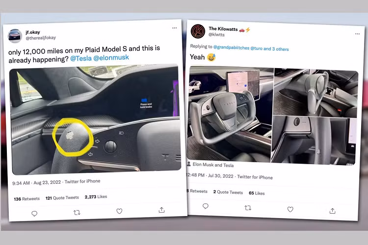 Mới đây, một số người dùng đã có những phản hồi cho thấy vô lăng chữ U trên Tesla kém chất lượng. Theo đó, tài khoản The Kilowatts đã chia sẻ trên Twitter rằng, khi xe mới đi được 24.000 dặm (38.624 km) vô lăng đã bị bong tróc nhiều vị trí. Tương tự, TikToker jf.okay cho hay con số trên xe của anh là 12.000 dặm (19,312 km).