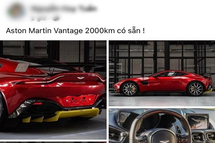 Mới đây, 1 bài đăng bán xe của ông chủ showroom siêu xe ở Hà Nội cũng như Sài thành đã nhận được sự quan tâm rất lớn của không ít người yêu xe. Lý do vì chiếc xe được rao bán là Aston Martin V8 Vantage hàng hiếm được cho là chỉ có 2 xe tại dải đất hình chữ S. "Aston Martin Vantage 2.000km có sẵn" là dòng trạng thái của người này chia sẻ về chiếc xe có ngoại thất sơn màu đỏ cùng các điểm nhấn hoàn thành màu vàng.