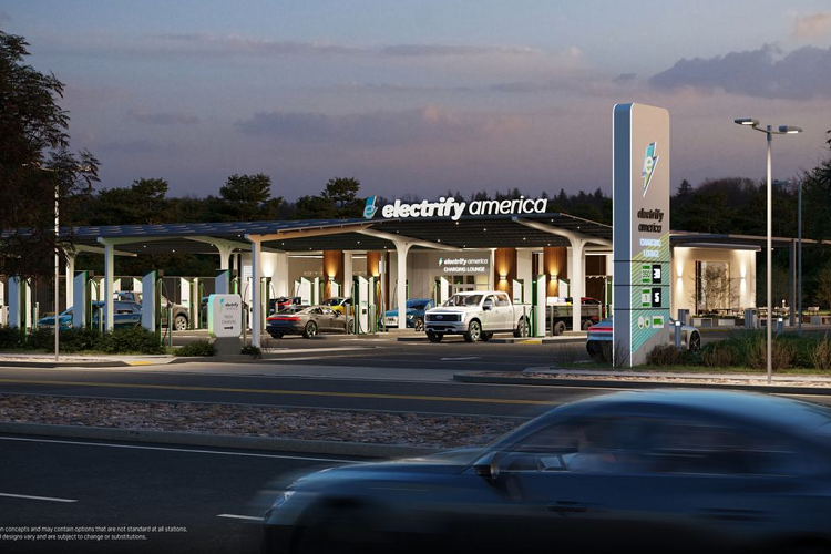 Bên cạnh đó, Electrify America cũng kết hợp biểu thị tốc độ bằng các ký hiệu tia sét trên bảng đặt tên. Với các trạm 50 kW sẽ được ký hiệu một tia sét, hai tia sét cho các trạm "Super Fast" 150 kW và ba tia sét sẽ nằm trên các trụ sạc 350 kW "Hyper Fast".