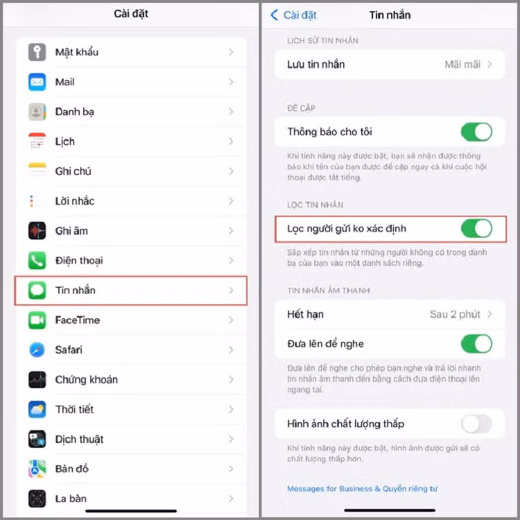 Cach an tin nhan den tu nguoi la tren iPhone cuc don gian