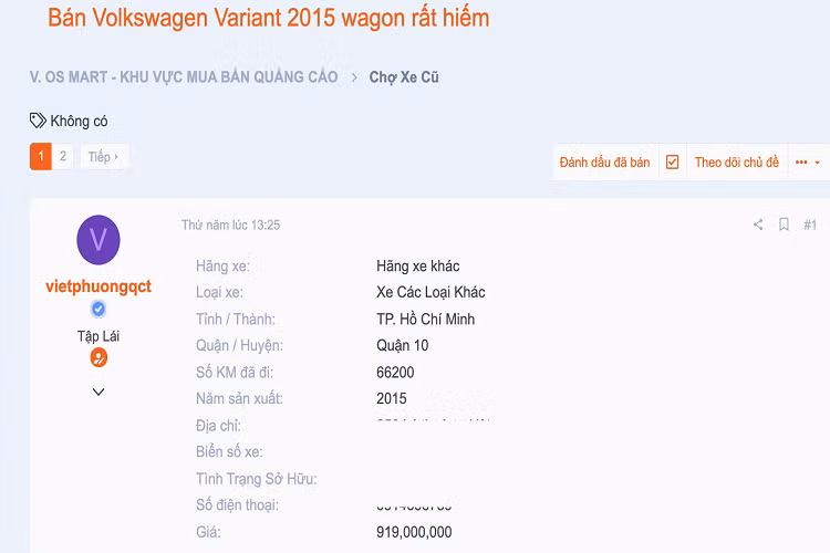 Volkswagen Passat Variant hàng hiếm đời 2015 này sử dụng động cơ xăng 4cyl thẳng hàng, dung tích 2.0L tăng áp cho công suất tối đa 220 mã lực và mô-men xoắn cực đại 350Nm. Sức mạnh được truyền xuống cầu trước (FWD), thông qua hộp số tự động ly hợp kép 6 cấp Direct Shift Gearbox (DSG) nổi tiếng của hãng xe VW mang đến khả năng sang số nhanh nhạy, giúp vận hành thêm thú vị.