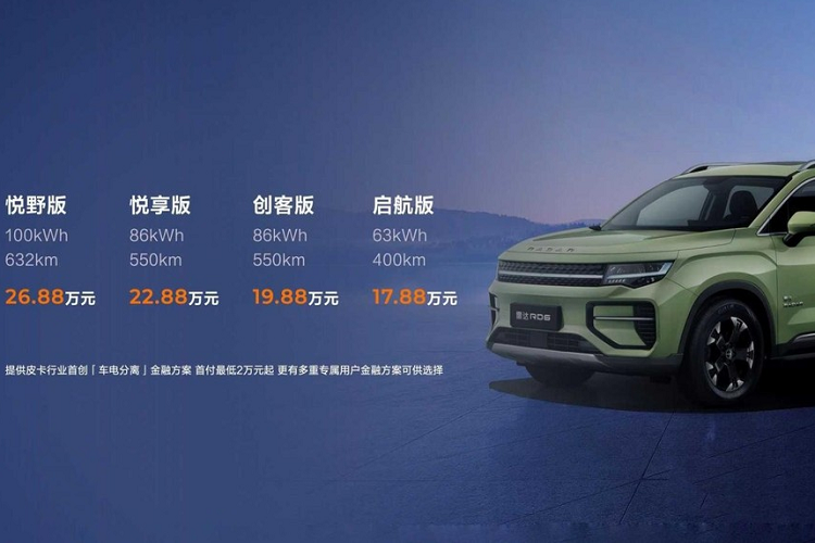 Nói về SUV, Geely cho biết Radar RD6 cung cấp các đặc tính lái tương tự như xe du lịch, nhờ hệ thống treo độc lập bốn bánh của nó. Bên trong khoang lái xe có 2 màn hình 12,3 inch, màn hình hiển thị có kích thước 9 inch, ánh sáng xung quanh 72 màu, tương tác bằng giọng nói hỗ trợ AI, cửa sổ trời toàn cảnh 55 inch và hơn thế nữa. Có tổng cộng 12 chức năng hỗ trợ lái xe thông minh Cấp độ 2+.