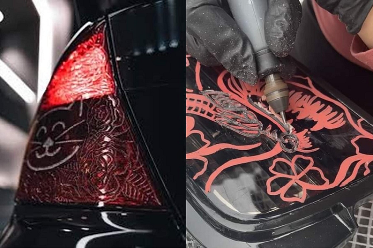 Công ty Etched Out có trụ sở tại Úc đã tạo ra những đèn hậu ôtô độc đáo bằng cách điêu khắc thủ công, công ty này có khách hàng trên khắp thế giới với nhiều sản phẩm nổi bật như khắc hoa, rồng... trên đèn hậu.