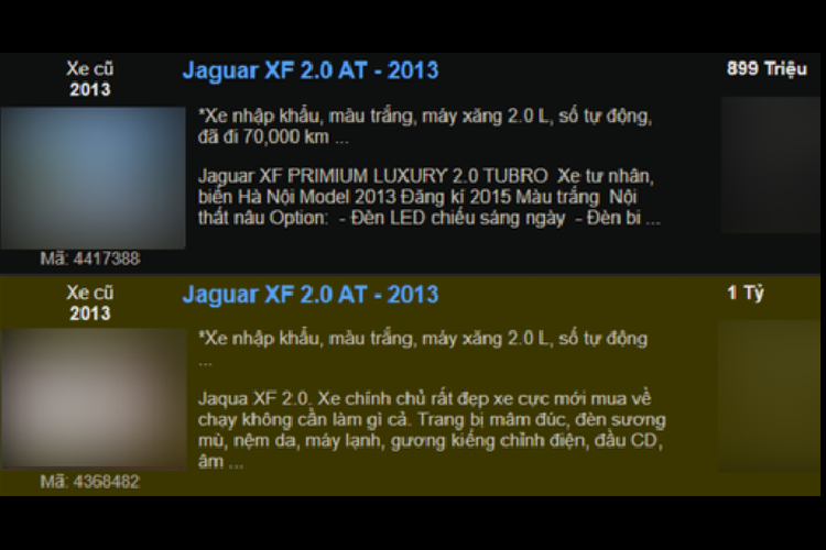 Sau khi về showroom, chiếc Jaguar XF hạng sang được rao bán với mức giá rẻ hơn 50-100 triệu đồng so với những chiếc xe cùng đời, nhưng vẫn kén khách và ít được khách hàng quan tâm. Jaguar XF là dòng sedan hạng sang cỡ trung, cạnh tranh với Mercedes-Benz E-Class, BMW 5-Series hay Audi A6.