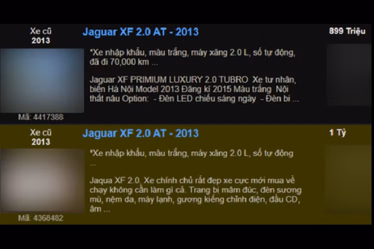 Sau khi về showroom, chiếc Jaguar XF hạng sang được rao bán với mức giá rẻ hơn 50-100 triệu đồng so với những chiếc xe cùng đời, nhưng vẫn kén khách và ít được khách hàng quan tâm. Jaguar XF là dòng sedan hạng sang cỡ trung, cạnh tranh với Mercedes-Benz E-Class, BMW 5-Series hay Audi A6.