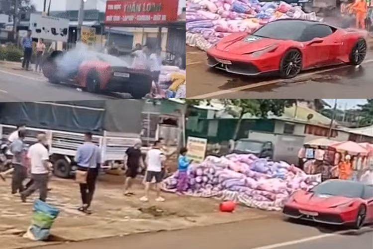 Cụ thể, khoảng một tuần trước, chiếc Ferrari 458 Itialia độ Misha Designs độc nhất tại Việt Nam đã gặp sự cố hi hữu trên quốc lộ 20, xe đang di chuyển theo hướng TP. HCM tới Đắk Lắk thì đột nhiên bốc khói nghi ngút. Ngay lập tức, người dân ven đường đã hỗ trợ dập lửa nhiệt tình cho chiếc xe đắt đỏ.