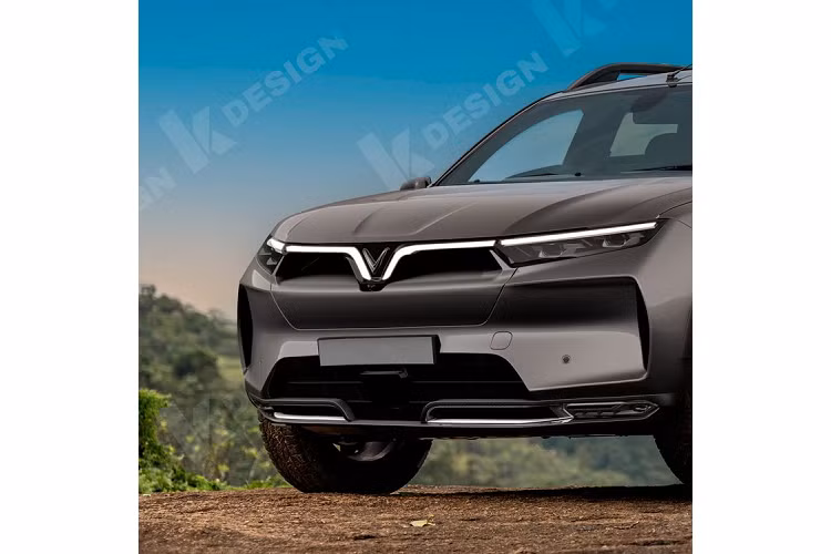 Trong thiết kế mẫu VinFast bán tải điện của mình, nhà thiết kế sử dụng nhiều chi tiết lấy cảm hứng từ VF 9 với đèn pha thanh mảnh. Mâm xe thiết kế 5 chấu thể thao sơn 2 tông màu và tay nắm cửa cũng được “bê” từ VinFast VF 9 sang.