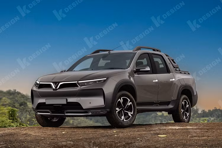 Mới đây, Kleber Silva - một nhà thiết kế người Brazil sinh năm 1991, đăng tải lên trang Behance bản vẽ ý tưởng mẫu xe bán tải điện VinFast.