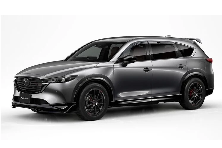 Đầu tiên phải kể đến việc Auto Exe đã phát triển một cánh lướt gió ở cản trước, cùng với mui xe cũng được thiết kế lại giúp Mazda CX-8 2022 mới thêm hầm hố. Những vè che mưa cũng được cung cấp phía trên các cửa sổ.