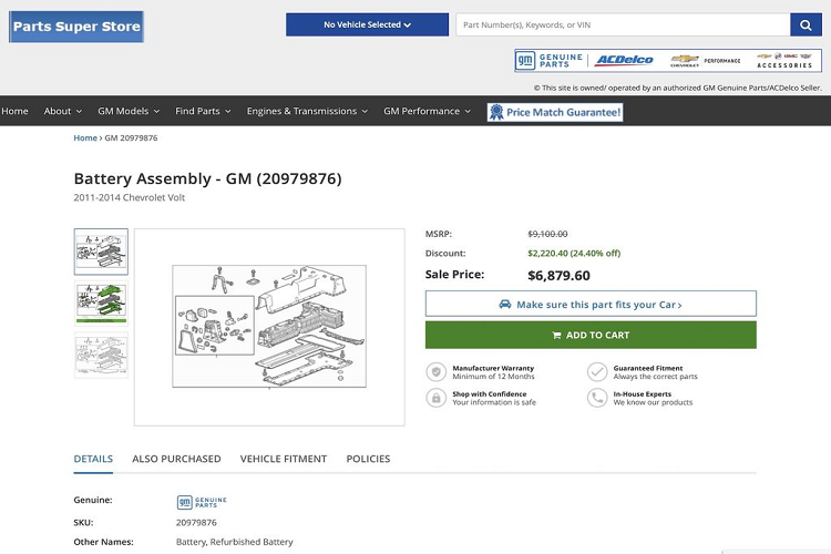 Hãy nhớ lại thời điểm mới ra mắt, màn hình cỡ lớn rất đắt và nhờ sự phát triển của công nghệ, giá cả đã trở nên tốt hơn nhiều. Bộ pin này cũng đã hết hạn bảo hành 8 năm hoặc 100.000 dặm (160.000km)". Kích cỡ bộ pin của xe Chevrolet Volt đã tăng lên khá nhiều từ thế hệ đầu tiên ra mắt năm 2011 đến khi dừng sản xuất ở thế hệ thứ hai vào năm 2019.