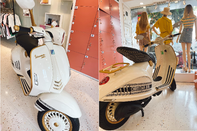 Trước độ hot của xe ga Vespa 946 Christian Dior, một cô gái 9X ở Bến Tre nhưng đang kinh doanh quần áo tại Sài thành đã ngay lập tức tậu về một xe để trưng bày. Người này chia sẻ quá trình mua xe rất khó nhưng may mắn được đại lý Vespa chính hãng trong TP.HCM hỗ trợ.