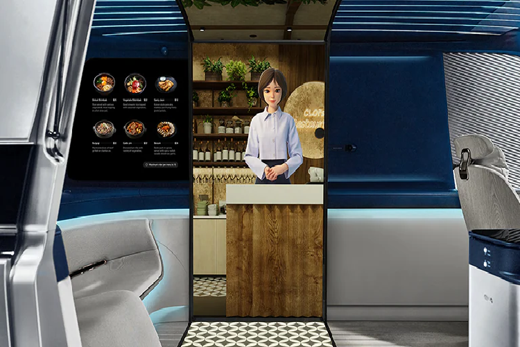 Nhằm khiến hành khách hoàn toàn chìm đắm trong cabin, ngay cả sàn xe cũng được lắp màn hình để toàn bộ không gian của cabin có thể được điều chỉnh theo chủ đề hành khách mong muốn.