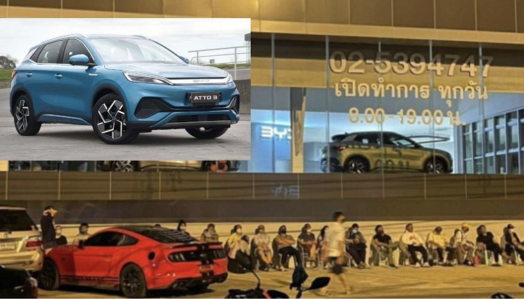 Hang tram khach Thai xuyen dem cho mua BYD Atto 3 cua Trung Quoc