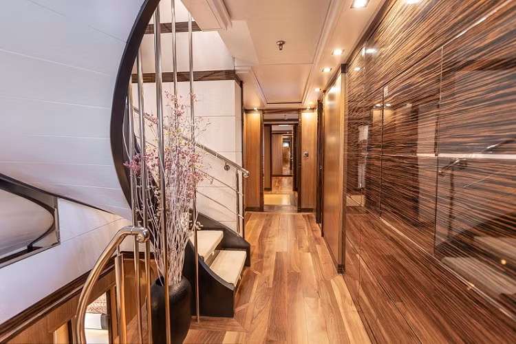 Được chế tạo bởi nhà máy đóng tàu Astilleros, Panakeia có tổng cộng 3 tầng, 5 phòng nghỉ riêng tư và đủ chỗ cho tối đa 10 hành khách. Điểm ấn tượng của chiếc du thuyền này là thiết kế khoang nội thất, nơi có chữ ký của nhà thiết kế nổi tiếng Cristiano Gatto. Panakeia còn cung cấp một không gian sống sang trọng bao gồm phòng xông hơi khô, bể sục riêng và một phòng ăn với ghế sofa hình chữ L.