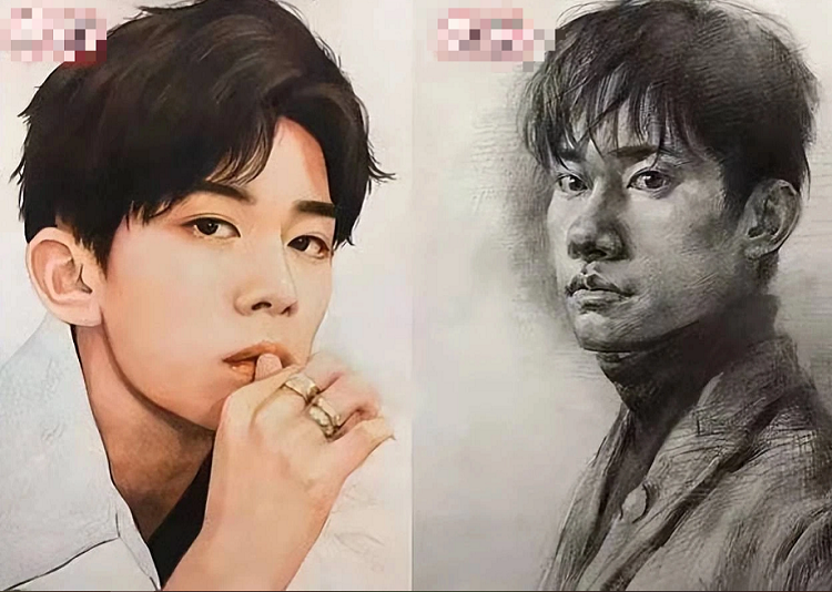 Gương mặt Lý Hiện lại bầu bĩnh khác thường thế này dù đường nét của sinh viên vẽ ra bức tranh cũng khá ổn. 