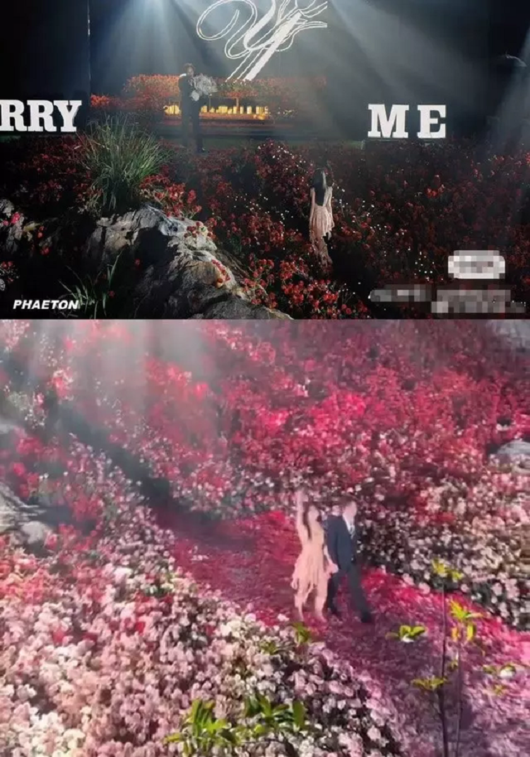 Chang trai mua 50.000 bong hoa, dat nhan Angela Baby cau hon bo