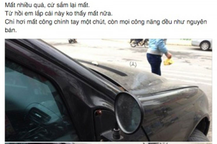 Cái "khó ló cái khôn", một số chủ xe ôtô tại Việt Nam đã trang bị cho mình những chiếc gương chiếu hậu tự chế để đảm bảo an toàn tối thiểu khi lưu thông trên đường phố.