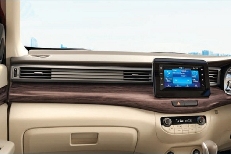 Tương tự ngoại thất, nội thất của Suzuki Ertiga 2022 cũng gần như được bê nguyên từ phiên bản cũ sang. Hãng Suzuki chỉ đưa mặt táp-lô ốp giả gỗ mới và ghế bọc nỉ phối 2 màu vào bên trong mẫu xe này. Ở phiên bản cao cấp nhất, xe sẽ có những trang bị đáng chú ý như đèn pha tự động, gương chiếu hậu gập chỉnh điện, hệ thống thông tin giải trí SmartPlay Pro với màn hình cảm ứng 7 inch, hỗ trợ Android Auto/Apple CarPlay, tính năng ra lệnh bằng giọng nói, ngăn đựng cốc làm mát đồ uống và cửa gió điều hòa cho cả 3 hàng ghế.