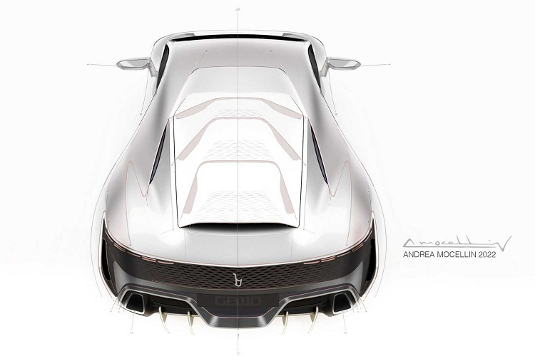 Bertone nói rằng kiểu dáng bên ngoài của GB110 lấy cảm hứng từ những chiếc xe của thương hiệu trong những năm 1960, 70 và 80, chẳng hạn như mẫu xe Concept Lancia Stratos HF Zero.