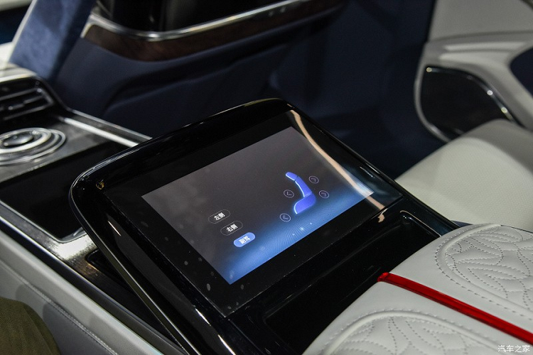 Bước vào bên trong Hồng Kỳ H9+, người lái sẽ bắt gặp không gian nội thất 4 chỗ ngồi với những chất liệu cao cấp như da, ốp gỗ và ốp kim loại. Đặc biệt, xe còn đi kèm trần xe tích hợp 300 bóng đèn LED nhỏ, gợi liên tưởng đến trần xe "bầu trời sao" của xe Rolls-Royce. Khi mua mẫu sedan cỡ lớn này, khách hàng Trung Quốc có thể chọn những họa tiết trang trí trần xe và mặt cửa như hoa mận, hoa lan, tranh phong thủy hoặc những di sản văn hóa truyền thống khác của Trung Quốc.