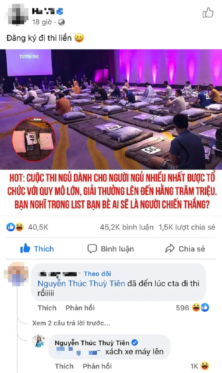 Hoa hau Thuy Tien du dinh tham gia cuoc thi nguoi ngu nhieu nhat?