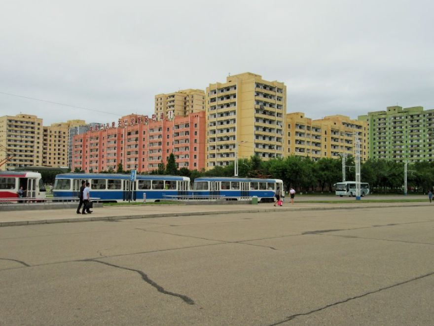 Quang cảnh vắng vẻ tại một địa điểm ở thủ đô Triều Tiên.