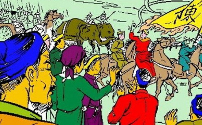 Trước sức mạnh và khí thế rất hăng của kẻ thù, nghe theo lời của tướng Lê Tần (Lê Phụ Trần), vua cho lui binh chiến lược, tránh đối đầu trực tiếp với quân thù đang mạng. Đây là cuộc rút lui chiến lược quan trọng, giúp quân dân nhà Trần có thời gian chuẩn bị, giành thắng lợi về sau. Ảnh: Thư viện lịch sử.