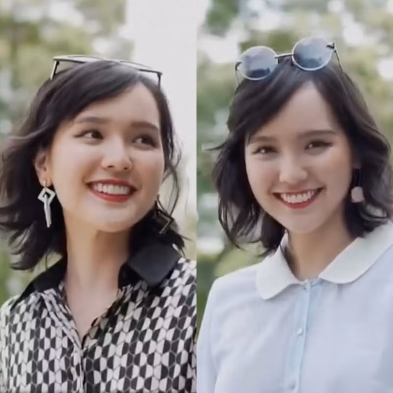 Dù chỉ trang điểm nhẹ nhàng, song hot girl 9x vẫn gây thương nhớ bởi ngũ quan hài hòa và làn da trắng mịn màng.